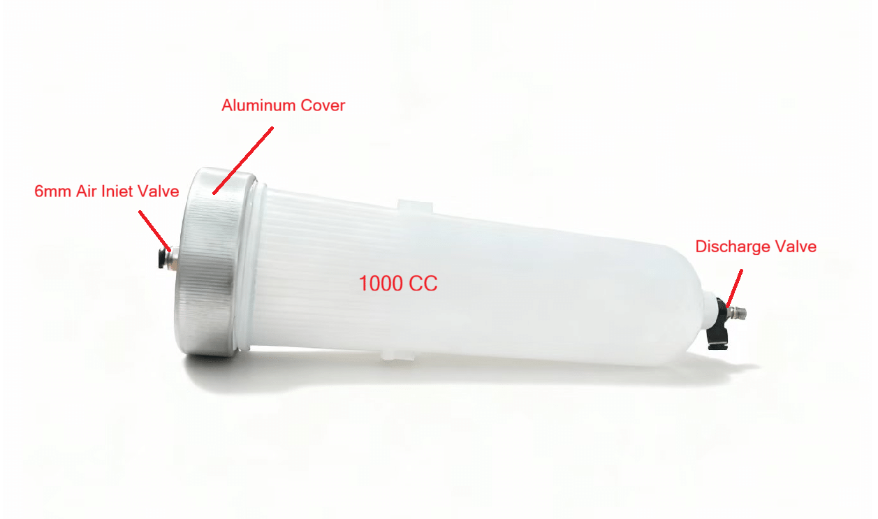 500cc-1000cc PVC dispensing bottle structure diagram for PVC dispensing machine glue dripping
